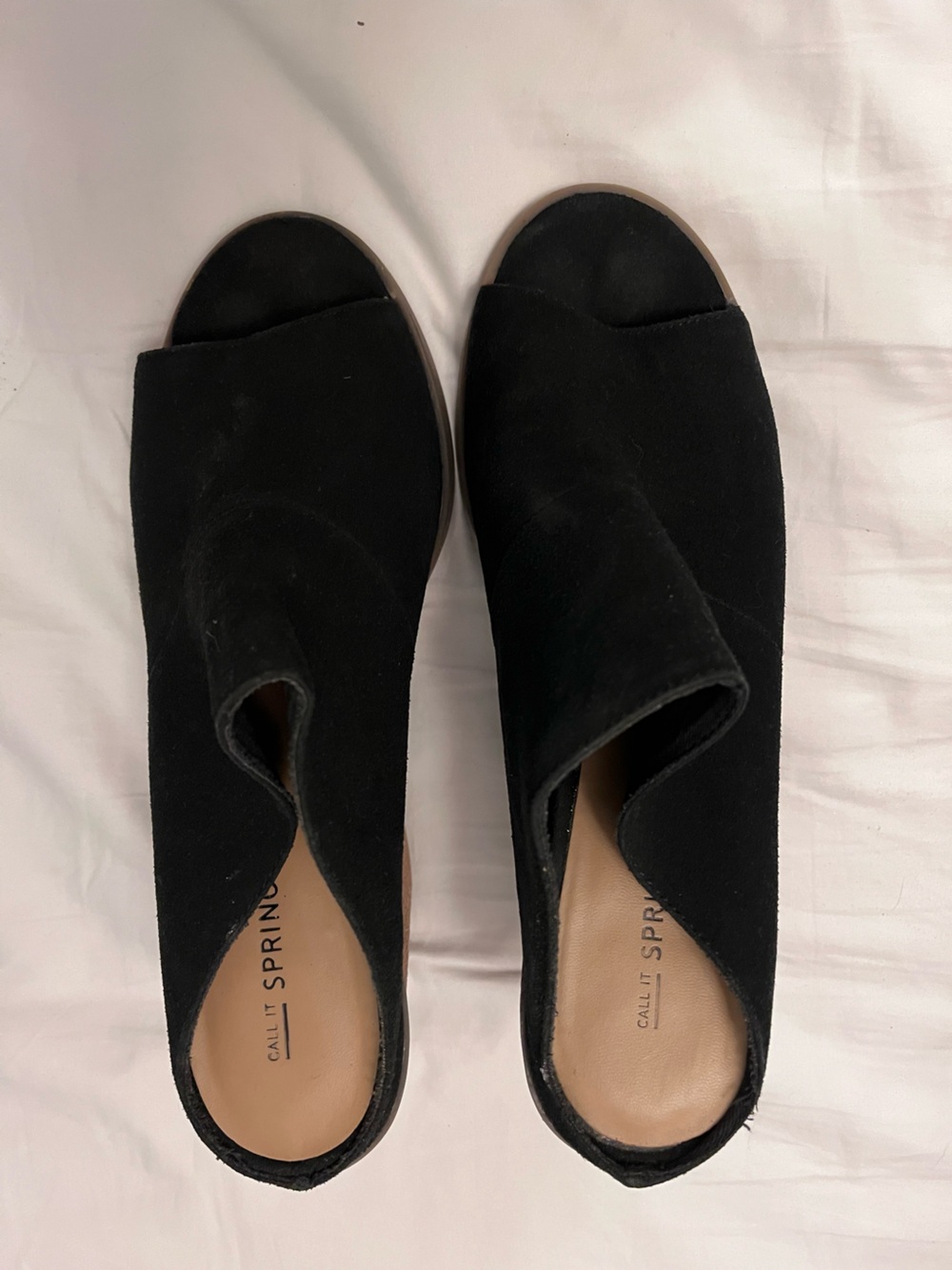 Call It Spring Black Suede Open-Toe Block Heel Mules - Picture 2 of 4
